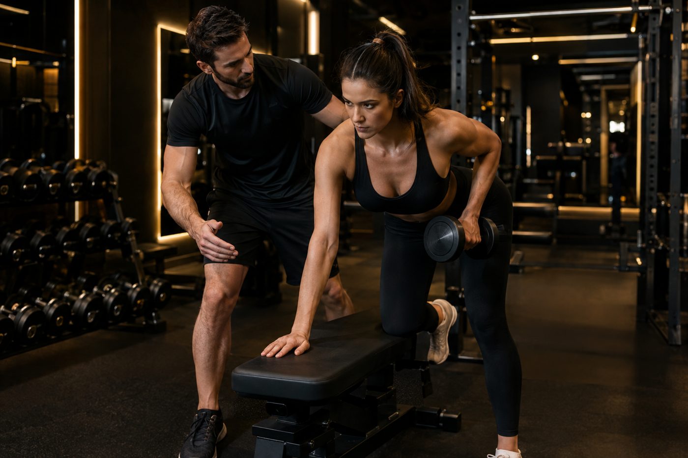 Trainer betreut ein Mitglied